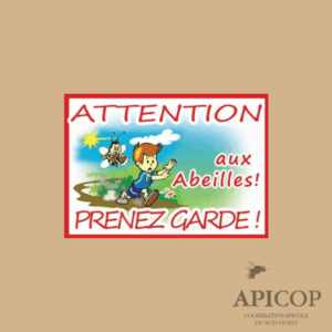 Panneau attention abeilles- petit garcon