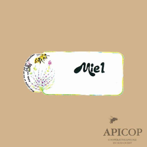 Etiquettes adhésives "Miel" abeille et fleur 85 x 38 - 250g - 100
