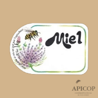 Etiquettes adhésives "Miel" abeille et fleur 90 x 60 - 1 kg - 100