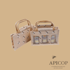 Panier toile jute 3 X 500 GR Abeilles