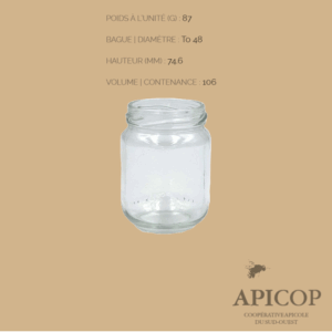 Pot en verre cylindrique 106 ml TO48 - Pack de 20