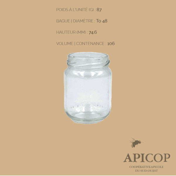 Pot en verre cylindrique 106 ml TO48 - Pack de 20