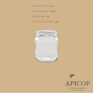 Pot en verre cylindrique 228 ml TO63 - Pack de 12