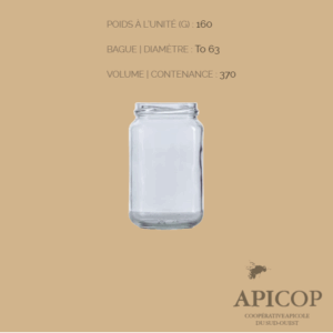 Pot en verre cylindrique 370 ml TO82 - en vrac