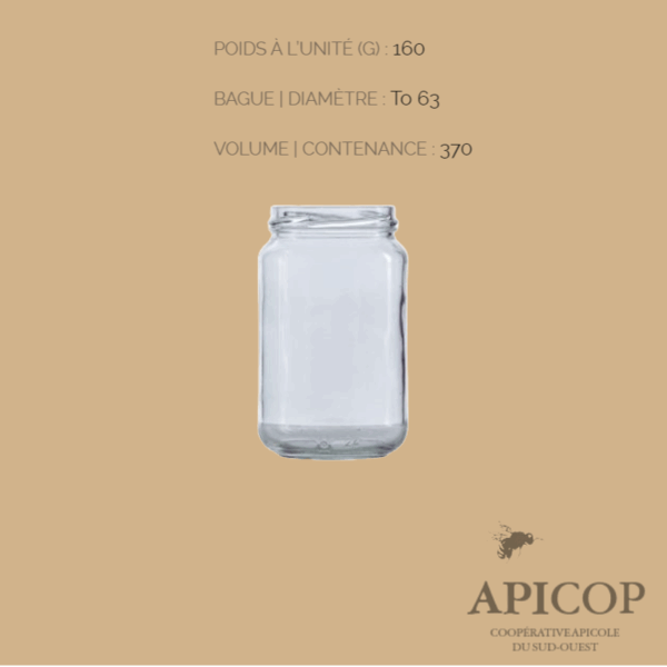 Pot en verre cylindrique 370 ml TO82 - en vrac
