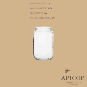 Pot en verre cylindrique 750 ml TO82 - en vrac