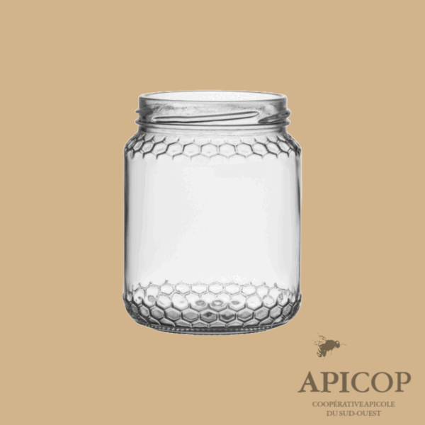 Pot en verre cylindrique motif alvéoles 780 ml TO82 - en vrac