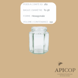 Pot en verre hexagonal 191 ml TO58 - en vrac