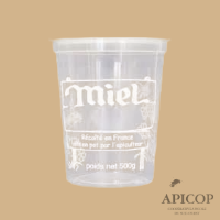 Pot plastique 500g impression blanche violable - par 25