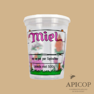Pot plastique 500g impression couleur violable - par 25