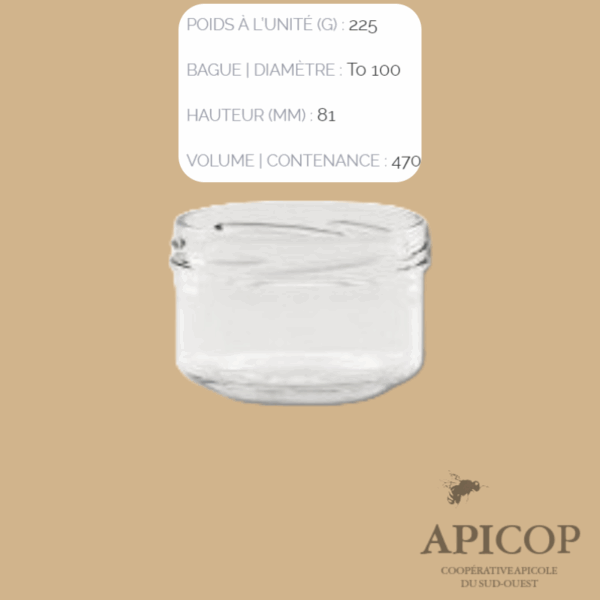 Pot en verre verrine 470 ml TO100 - Pack de 12