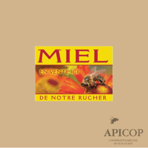 Panneau Miel pvc 42 x 29.5 Abeille/fleurs rouges