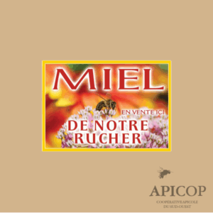 Panneau miel pvc 42 X 29.5  Abeille/fleur blanche