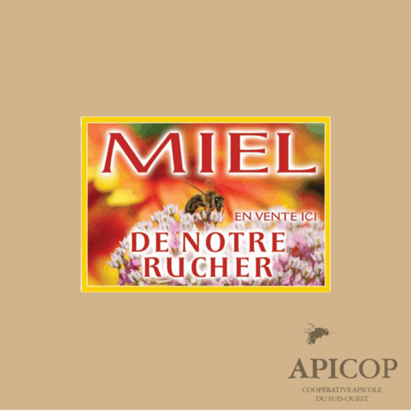 Panneau miel pvc 42 X 29.5  Abeille/fleur blanche