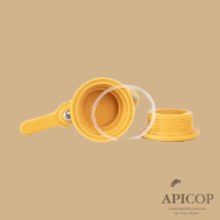 Robinet en plastique jaune filetage femelle 40/49, avec manchon mâle