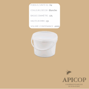 Seau en plastique blanc - 2 Litres