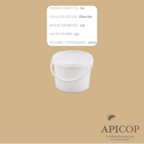 Seau en plastique blanc - 2 Litres