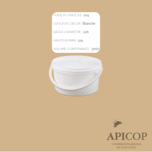 Seau en plastique blanc - 3 litres