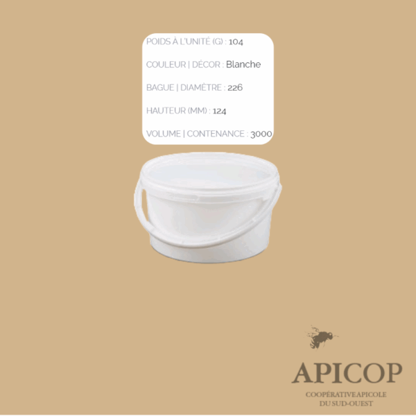 Seau en plastique blanc - 3 litres