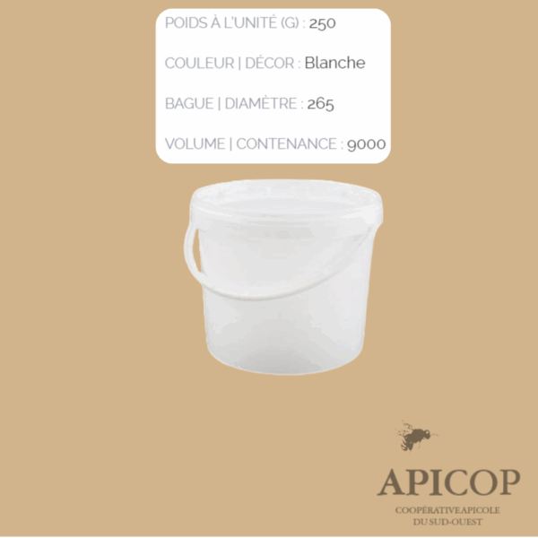 Seau en plastique blanc - 9 litres