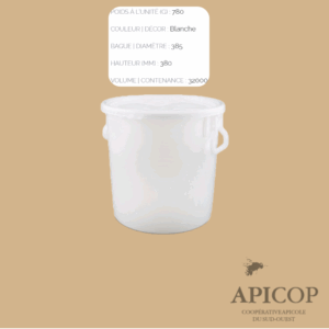 Tonnelet en plastique blanc - 32 litres